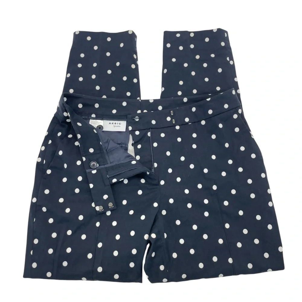 Akris Punto Cropped Pants 6 Navy/White